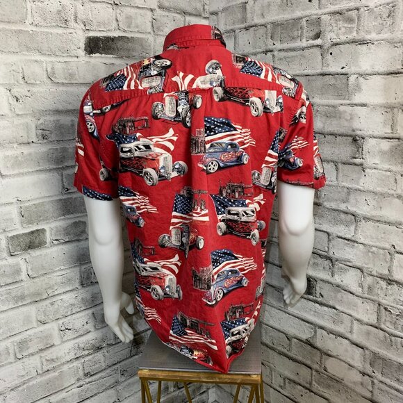 North River Hot Rod USA Stars & Stripes Short Sleeve Button Up Shirt - Picture 5 of 11